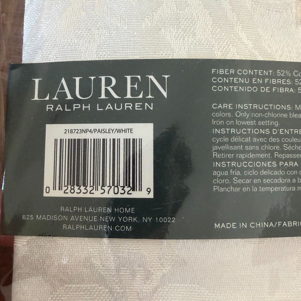 Lauren Ralph Lauren Set of 4 Brigitte Damask Napkins 20" x 20" Ivory White - Picture 4 of 6